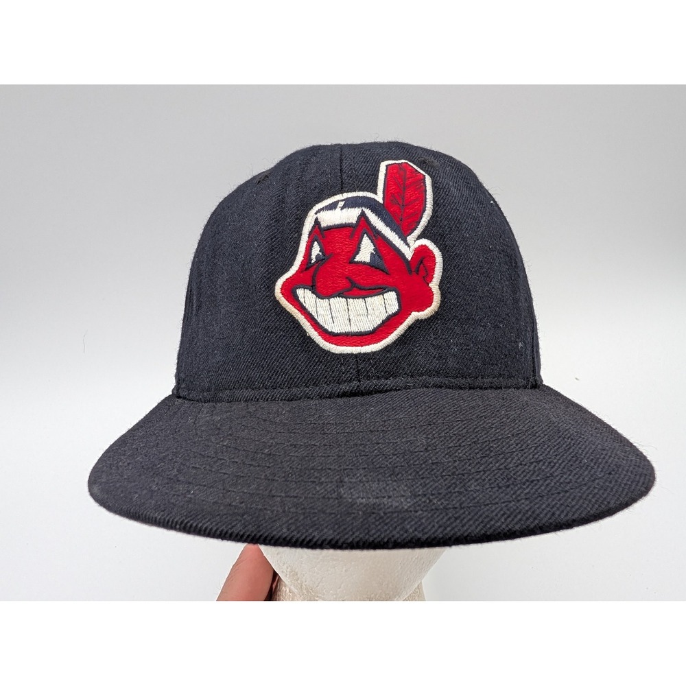 Vintage New Era 5950 Cleveland Indians Chief Wahoo Hat 7 1/4 Wool MLB USA Made